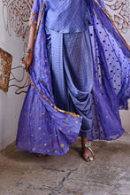Load image into Gallery viewer, Jacket anarkali + top + dhoti pants - Blue
