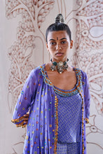 Load image into Gallery viewer, Jacket anarkali + top + dhoti pants - Blue
