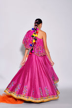 Load image into Gallery viewer, Pink One shoulder Top+ Lehenga
