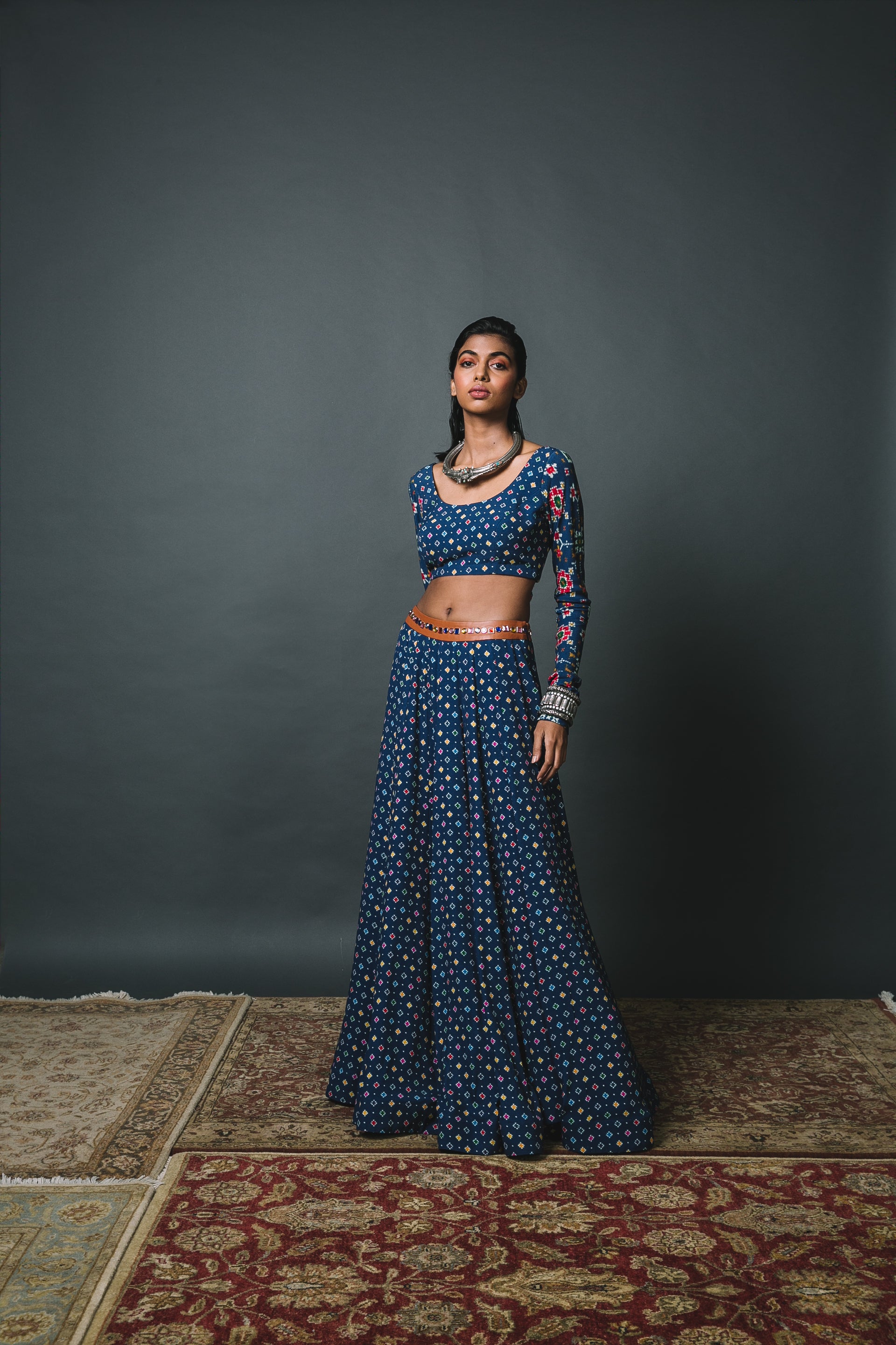 Blue Lehenga + Blouse + Dupatta
