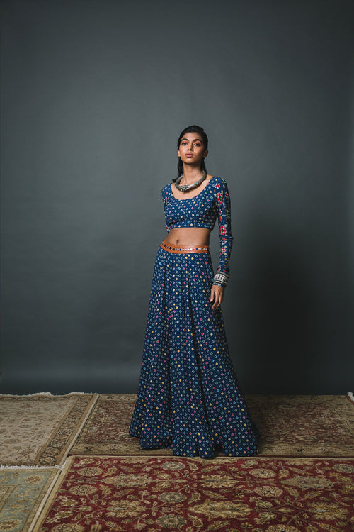 Blue Lehenga + Blouse + Dupatta
