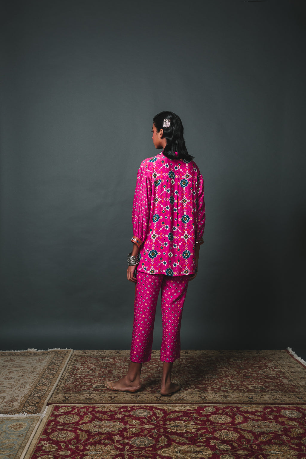 Pink Patola Shirt with pocket + Pants