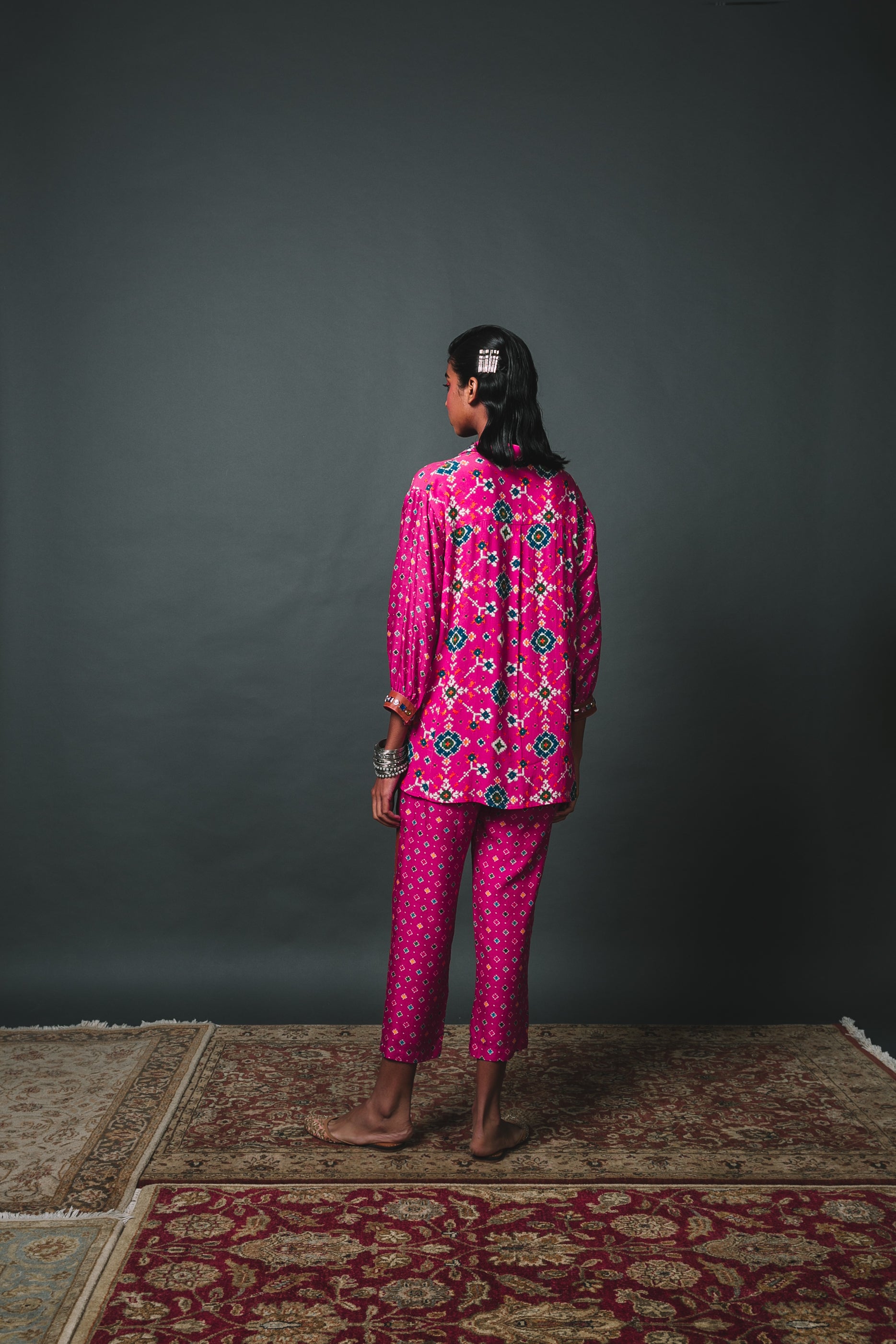 Pink Patola Shirt with pocket + Pants