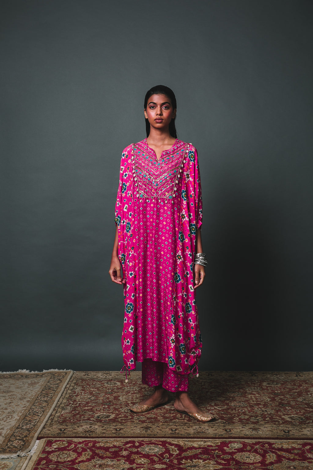 Pink Kaftan Kurta Set
