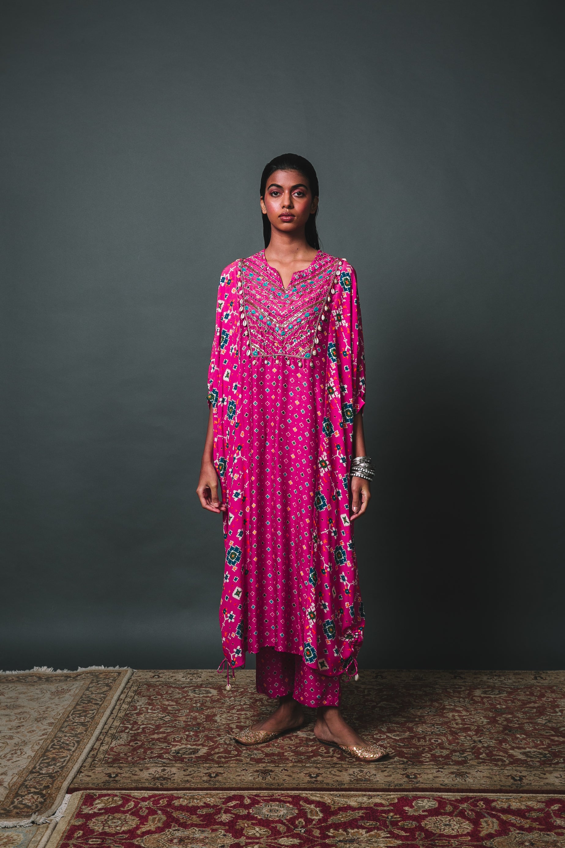 Pink Kaftan Kurta Set