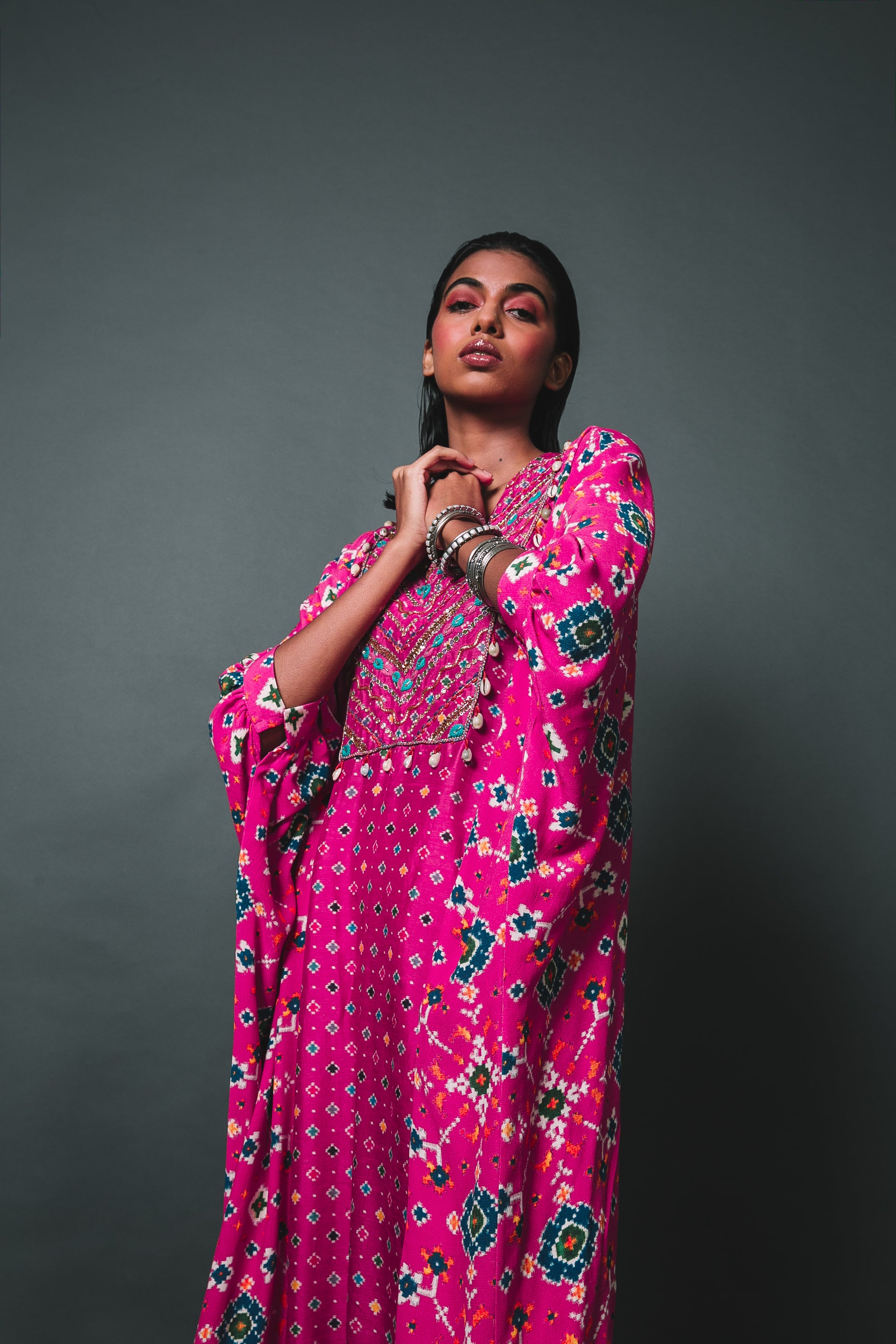 Pink Kaftan Kurta Set