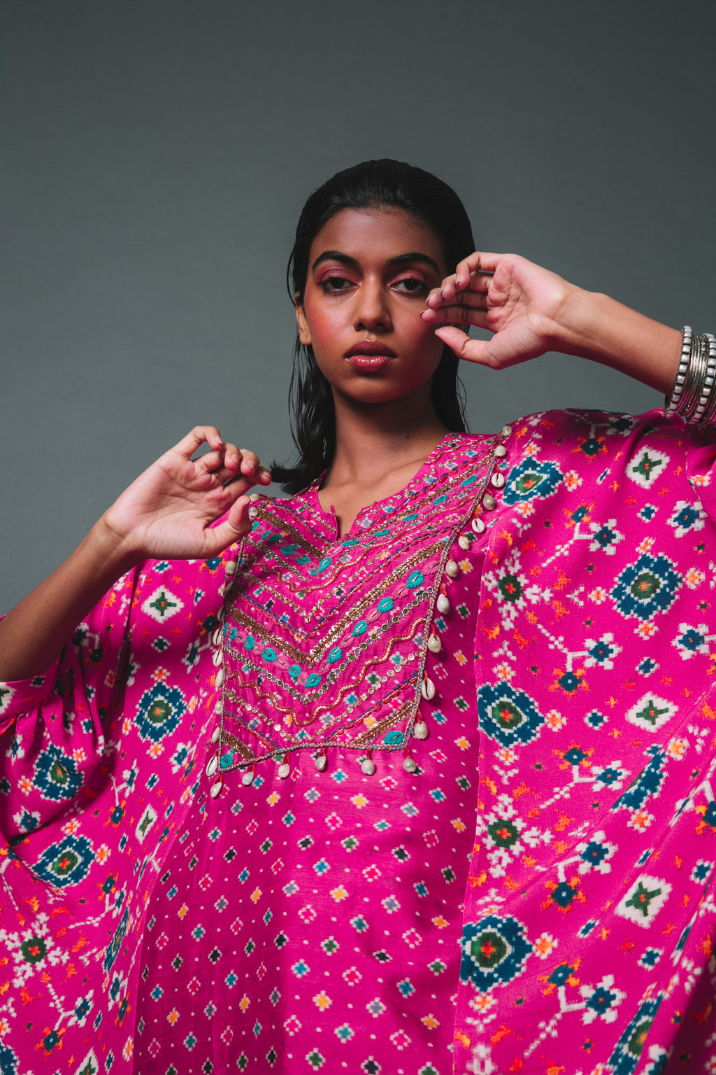Pink Kaftan Kurta Set