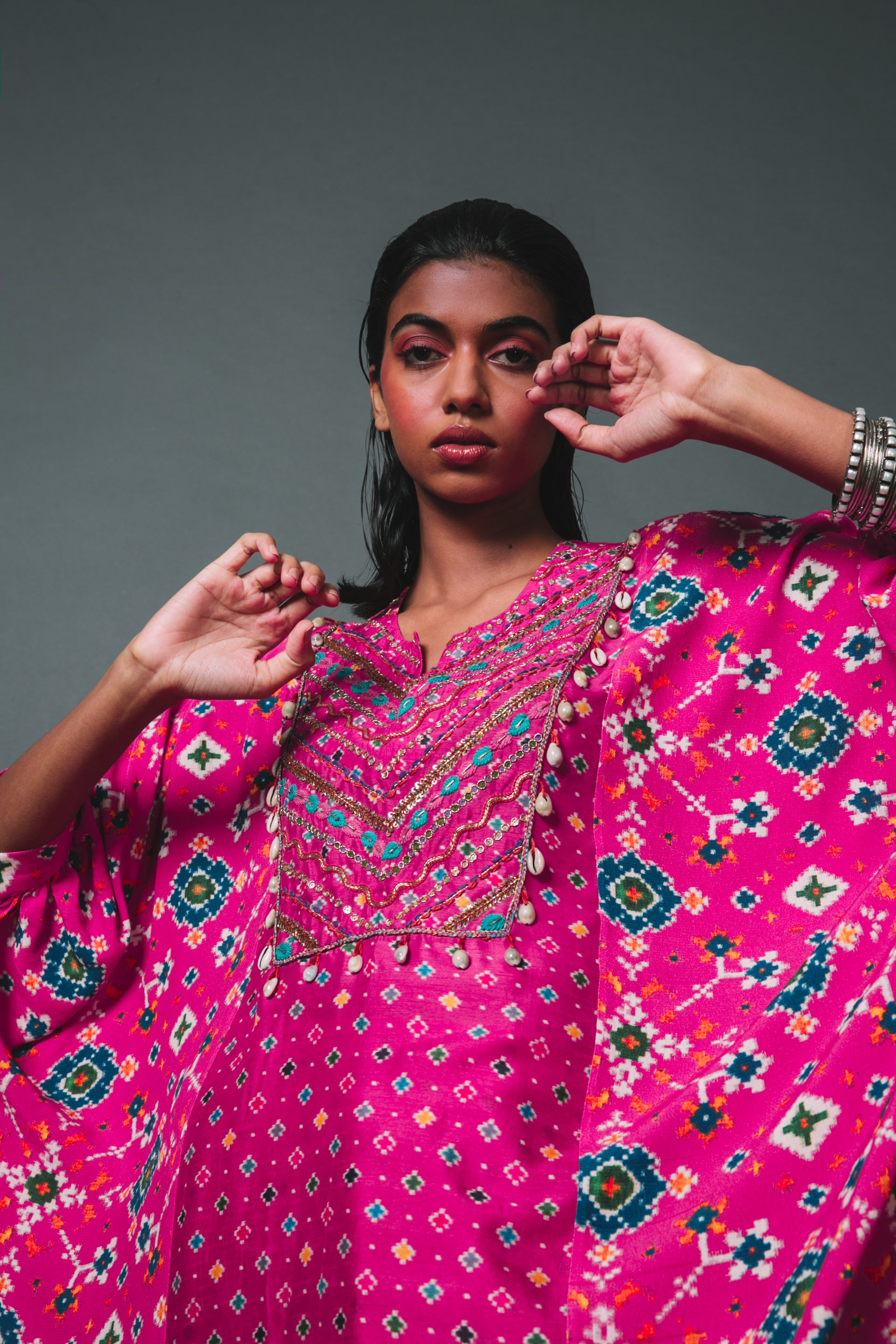 Pink Kaftan Kurta Set