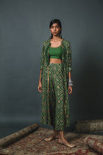 Load image into Gallery viewer, Green Bandhani kaftan kurta jacket + Blouse + Pants
