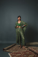 Load image into Gallery viewer, Green Bandhani kaftan kurta jacket + Blouse + Pants
