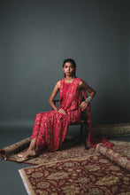 Load image into Gallery viewer, Red bandhani bias top + dhoti + Pre pleated dupatta
