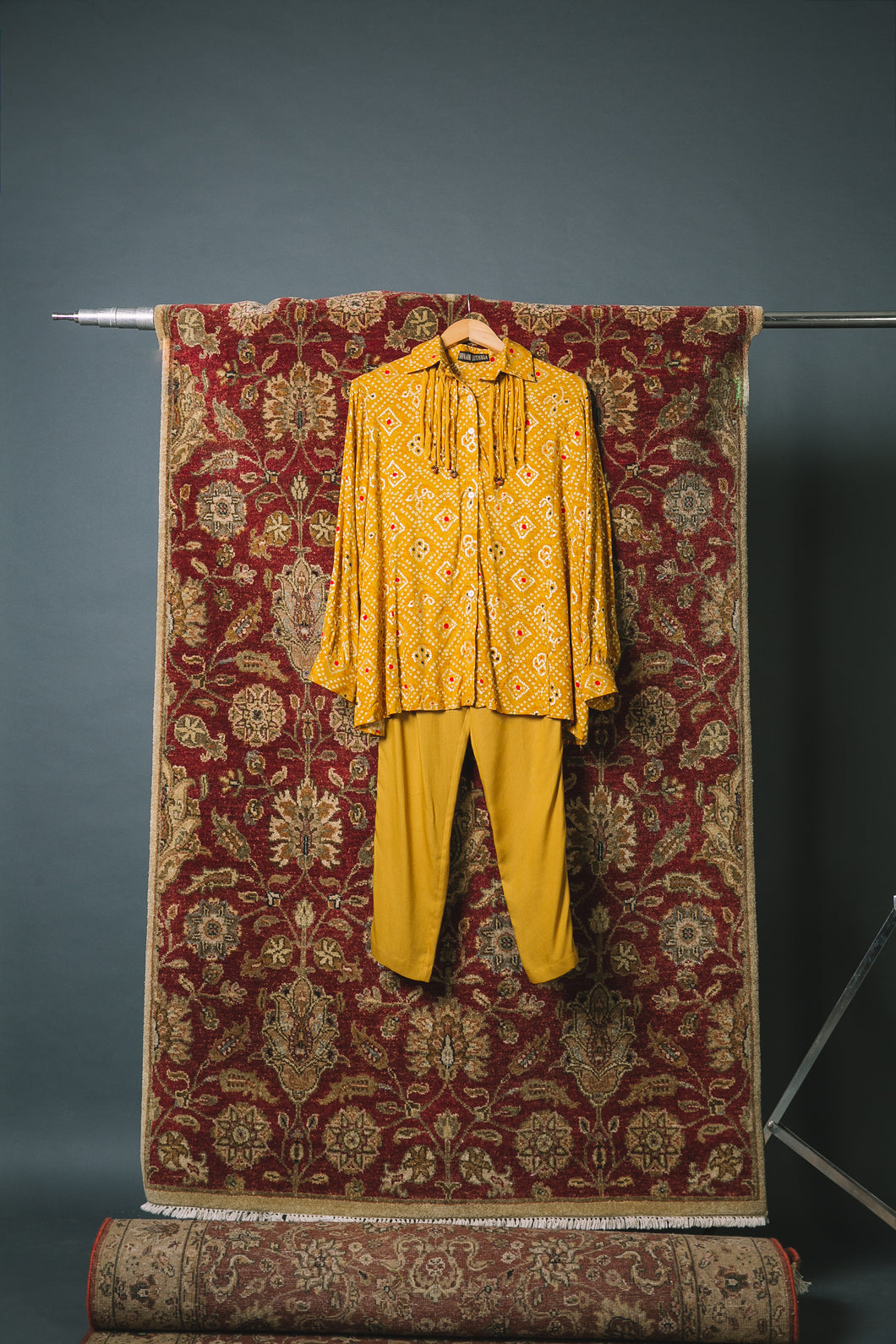 Mustard Bandhani + Solid Pants