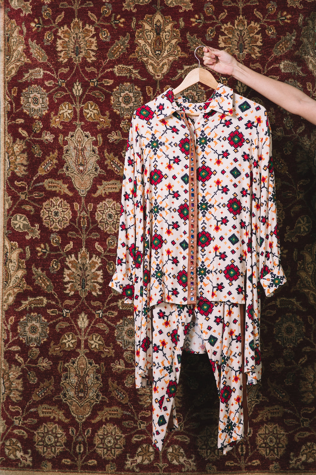 White Patola shirt + Patola pants
