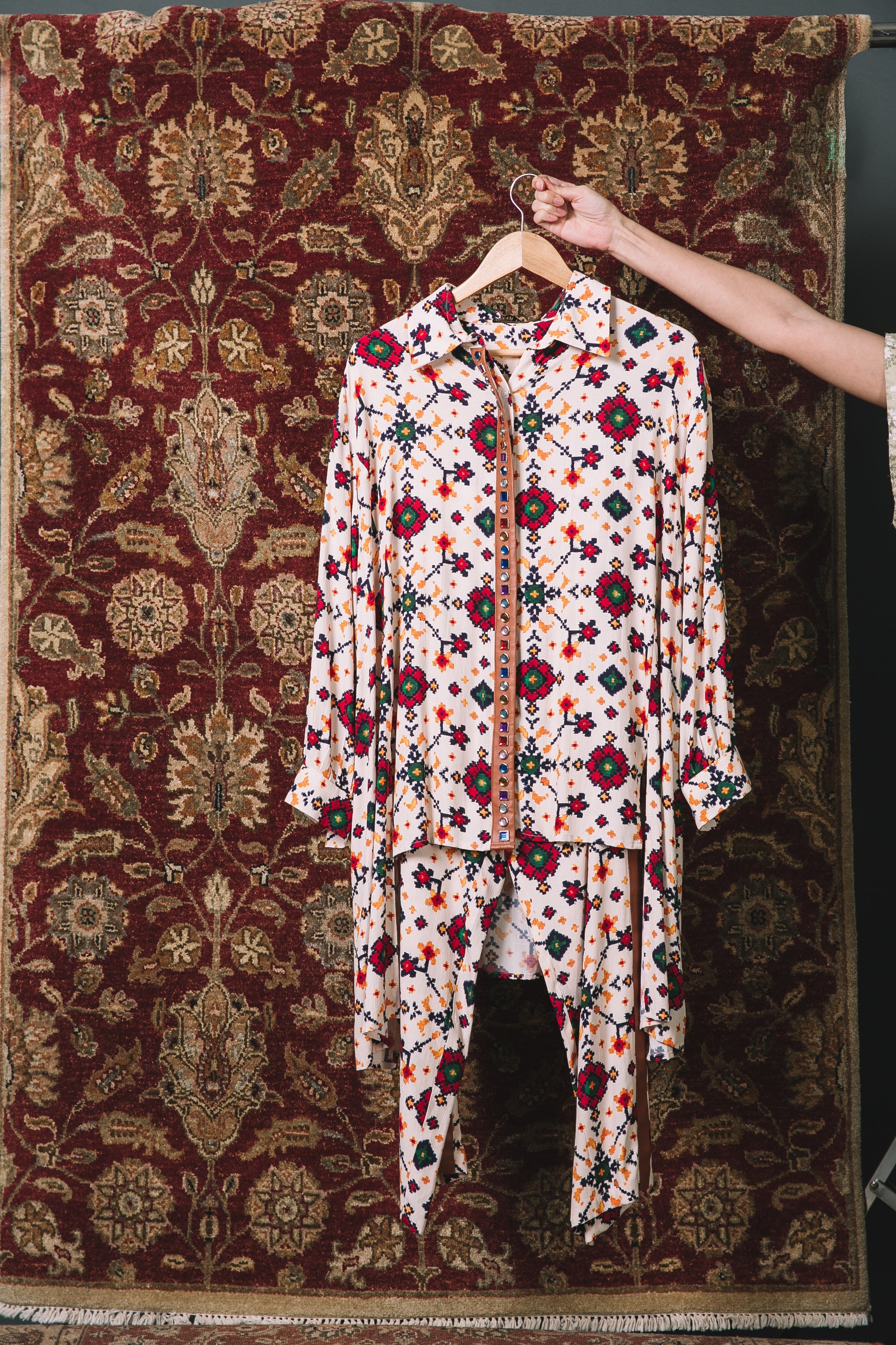 White Patola shirt + Patola pants
