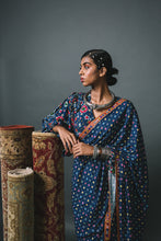Load image into Gallery viewer, Blue Blouse + Classic Open Sari
