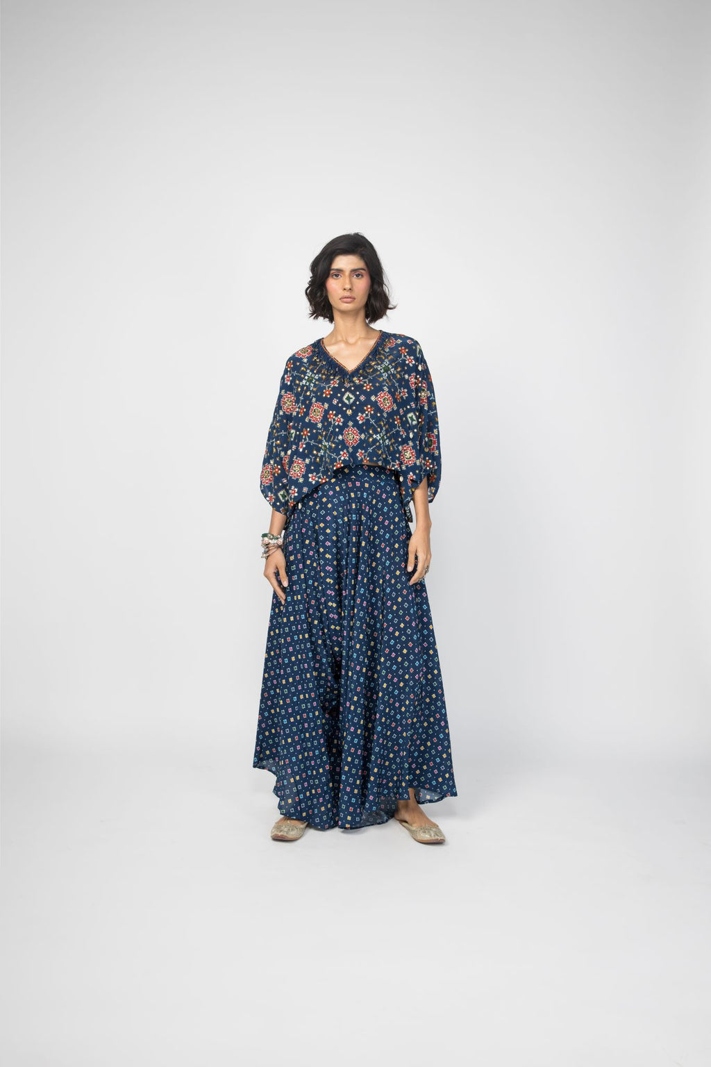Blue Kaftan Top & Low Crotch Pants