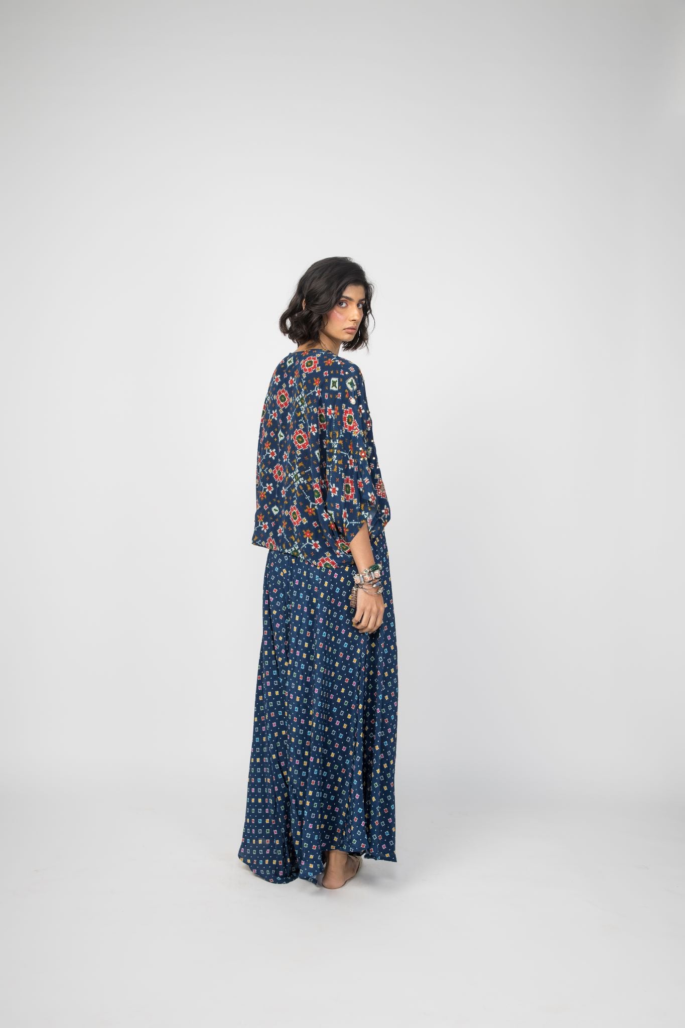 Blue Kaftan Top & Low Crotch Pants