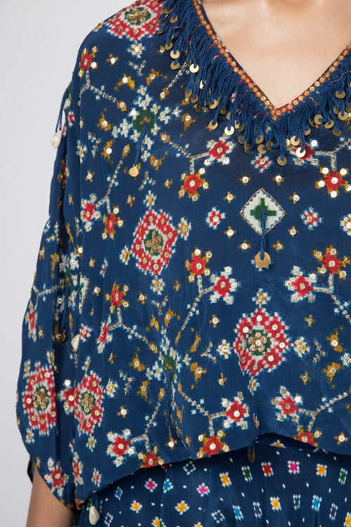 Blue Kaftan Top & Low Crotch Pants