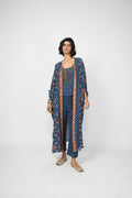 Blue Patola Open Kaftan Kurta Cape + Top + Pants