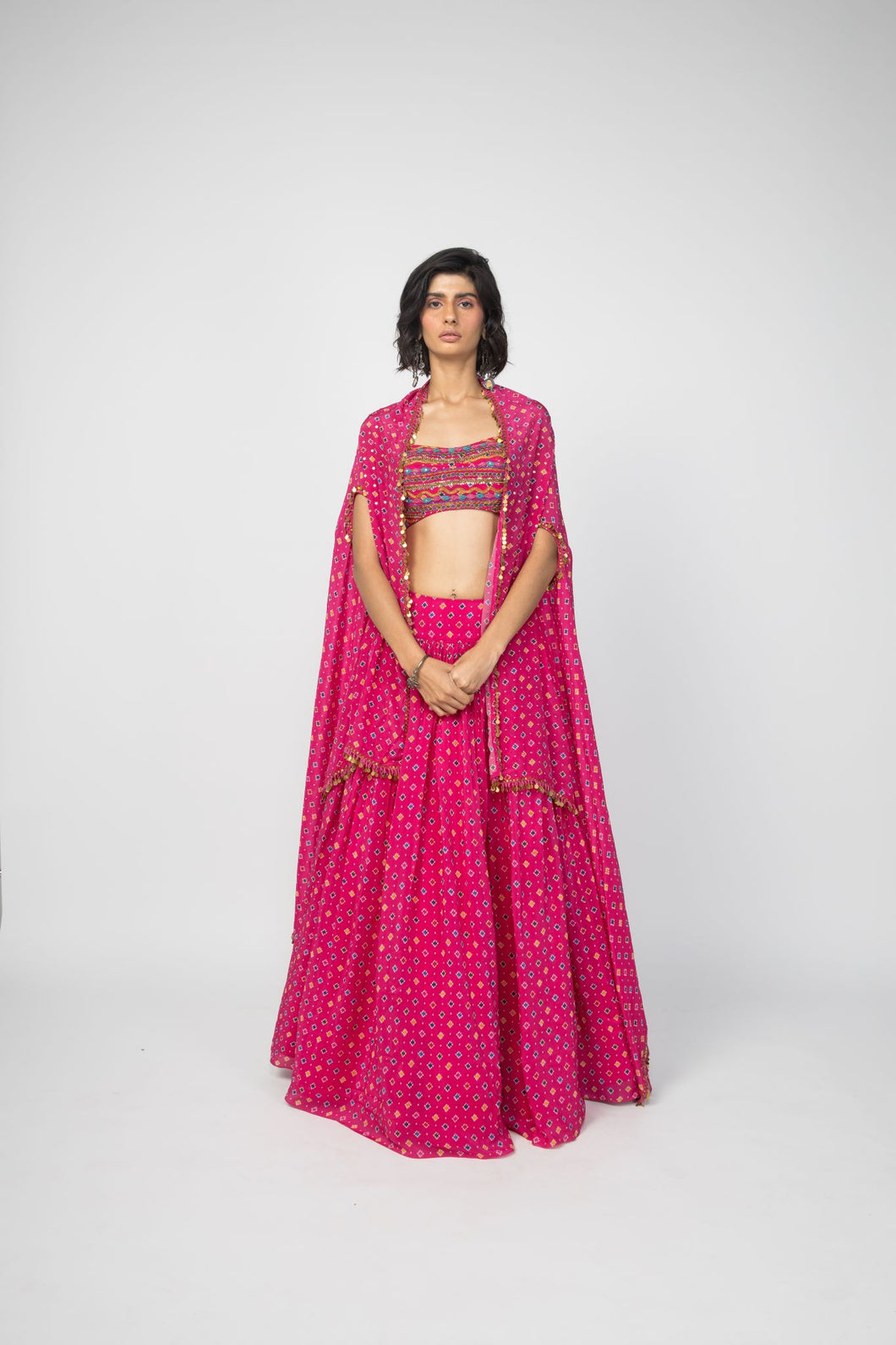 Pink Lehenga Cape Set