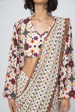 Load image into Gallery viewer, Ivory Stitched Sari &amp; Blouse
