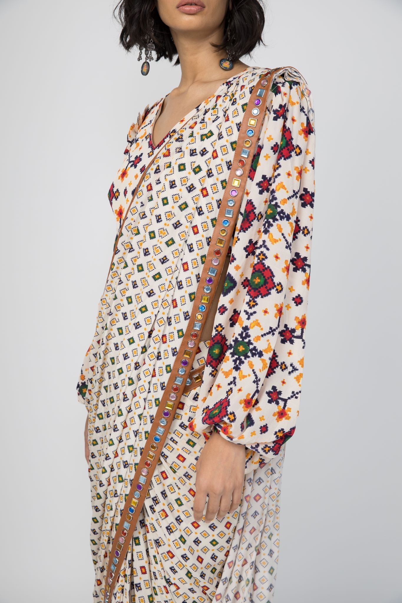 Ivory Stitched Sari & Blouse