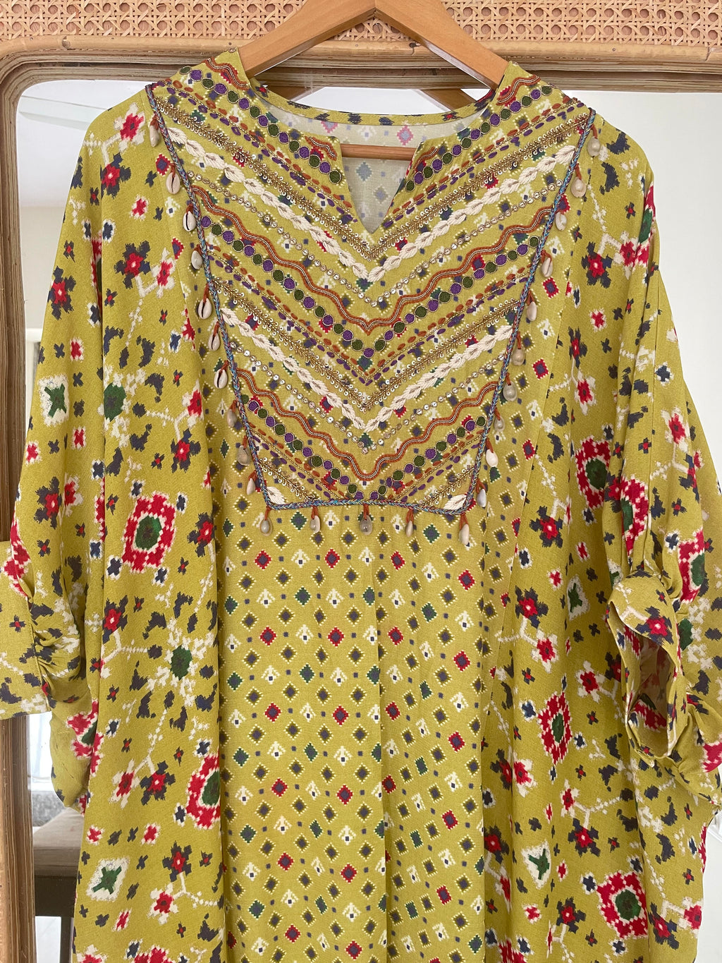 Green Kaftan Kurta + Pants