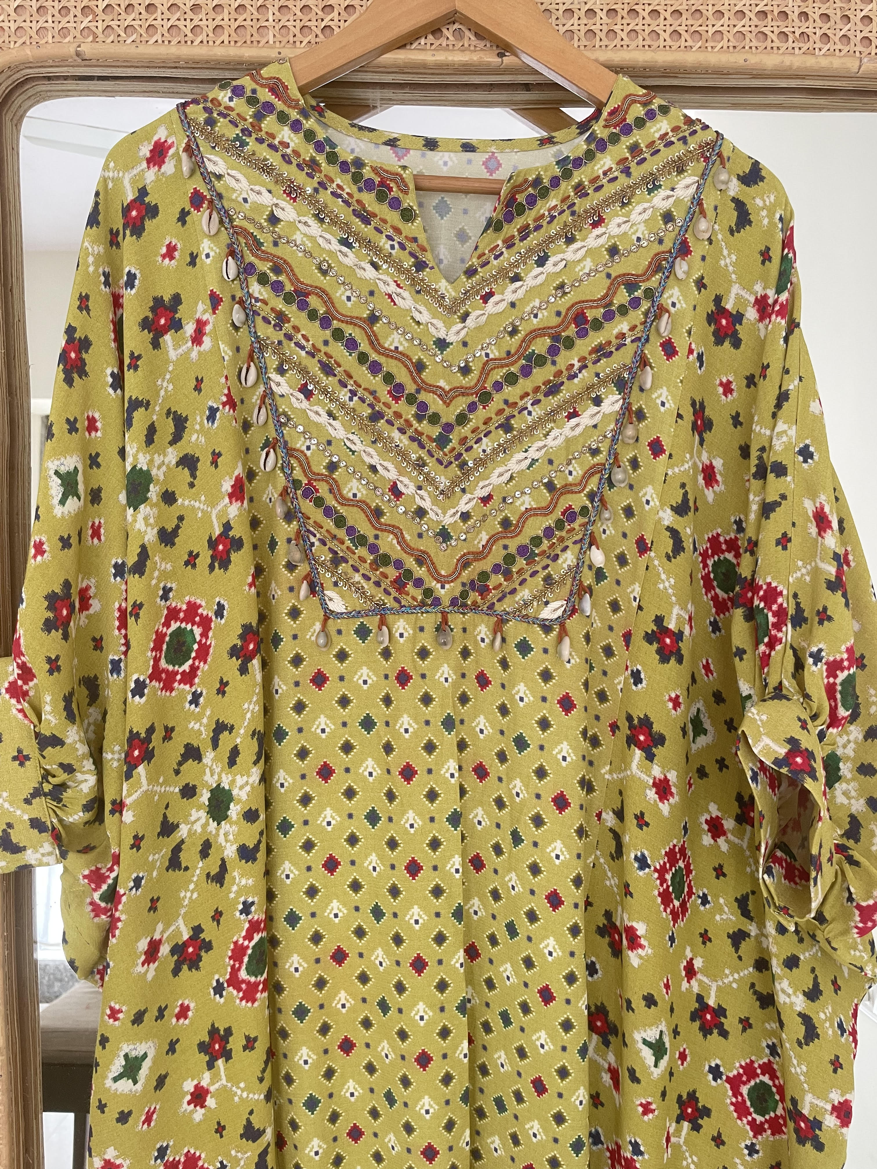 Green Kaftan Kurta + Pants
