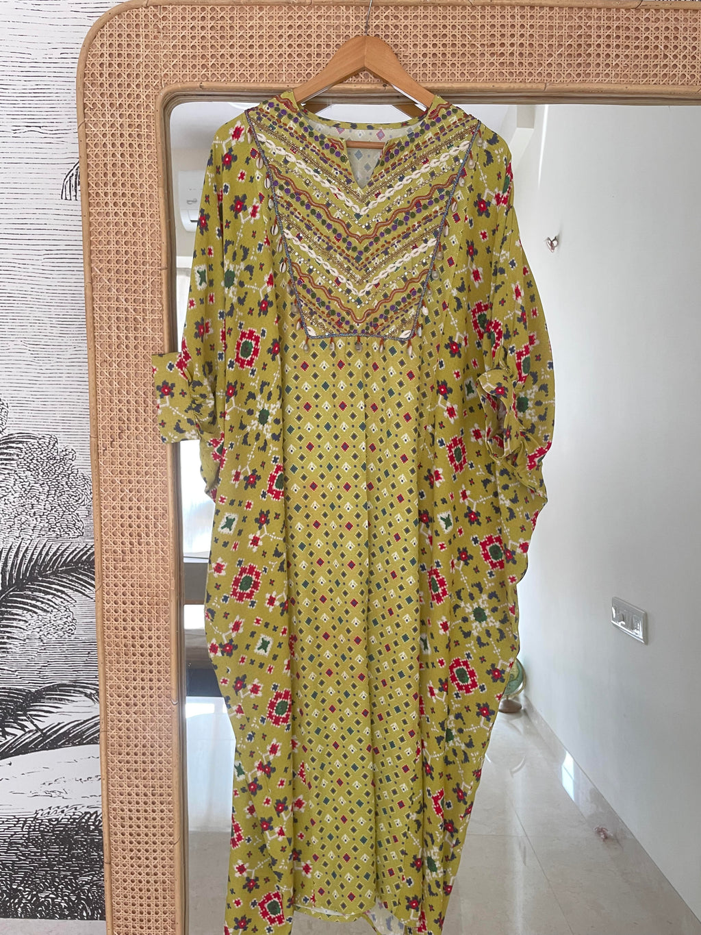 Green Kaftan Kurta + Pants
